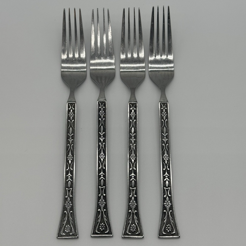 Grand Prix Siboney MCM Stainless Flatware Japan Dinner Fork 4 Set 1960s